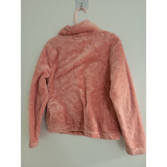 Penelope Mack Pink Embossed Heart Velour 1/2 Zip Pull Over Sweater Girls Size 6x - Picture 3 of 4